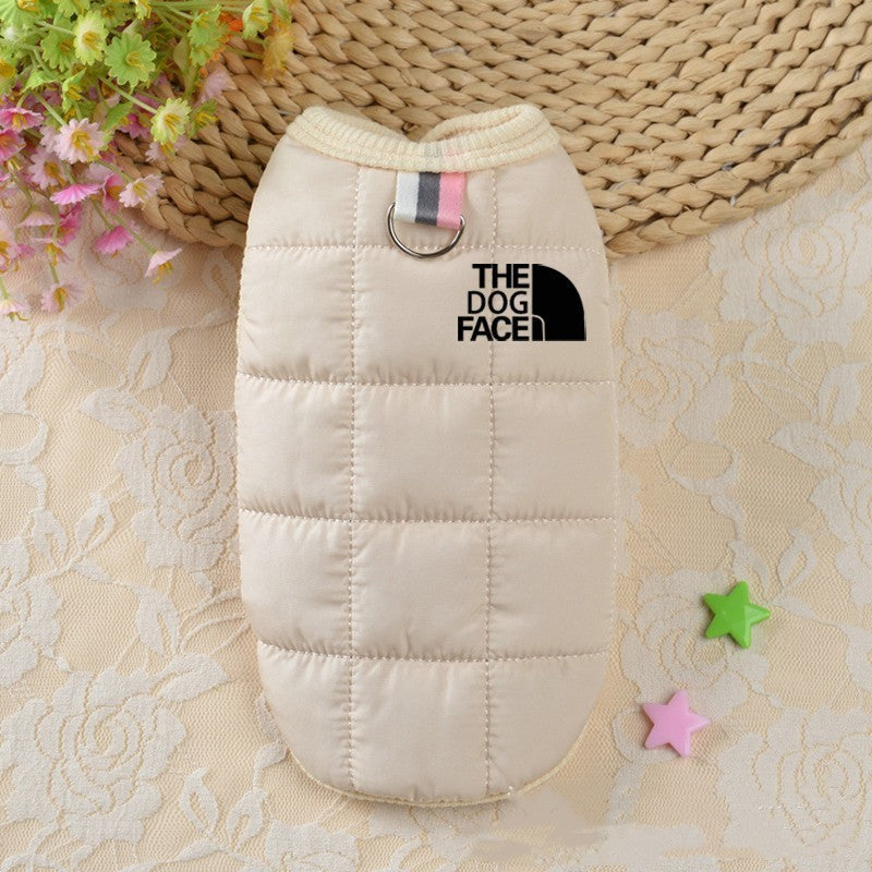 Windproof and fleece dog clothing for keeping warm when going out. all and medium-sized dog, horse armor, French bulldog, teddy Corgi pet clothing