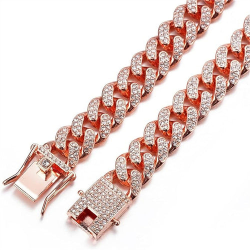 13mm large gold chain pet decoration with Cuban chain, cat and dog collar