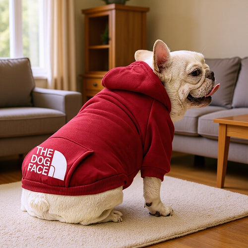 Dog hoodie, pet cat French bulldog coat with fleece for warmth, pet hoodie